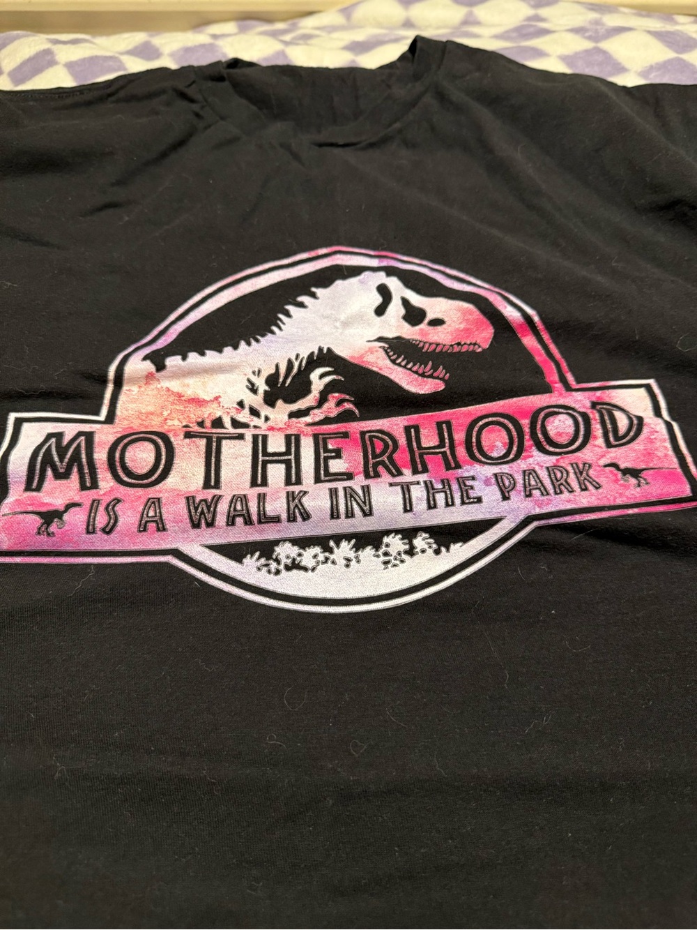 Motherhood Is A Walk In The Park Graphic Tee - Black & Pink